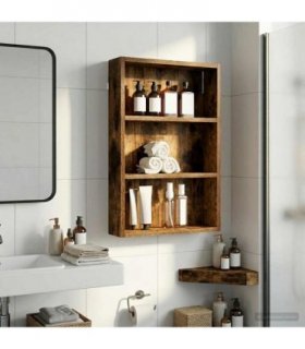 vidaXL Bathroom Wall Cabinet with Shelf Smoked Oak 40 x 10 x 60.5 cm