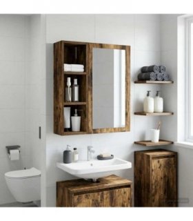 vidaXL Bathroom Wall Cabinet with Shelf Smoked Oak 20 x 16 x 62.5 cm