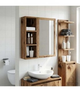 vidaXL Bathroom Wall Cabinet with Shelf Old Wood 20 x 16 x 62.5 cm