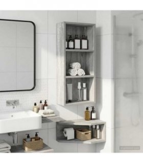 vidaXL Bathroom Wall Cabinet with Shelf Grey Sonoma 30 x 14 x 70 cm