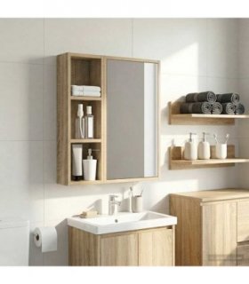 vidaXL Bathroom Wall Cabinet with Shelf Sonoma Oak 20 x 10 x 60.5 cm