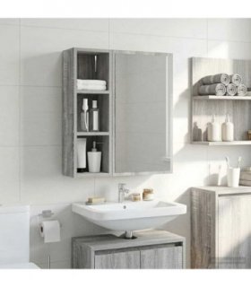 vidaXL Bathroom Wall Cabinet with Shelf Grey Sonoma 20 x 16 x 62.5 cm