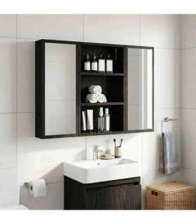 vidaXL Bathroom Wall Cabinet with Shelf Black Oak 40 x 10 x 60.5 cm