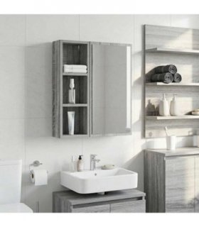 vidaXL Bathroom Wall Cabinet with Shelf Grey Sonoma 20 x 10 x 60.5 cm