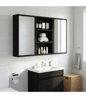 vidaXL Bathroom Wall Cabinet Black Oak 30 x 10 x 50 cm Engineered wood