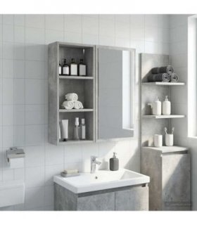 vidaXL Bathroom Wall Cabinet with Shelf Concrete Grey 30 x 14 x 70 cm