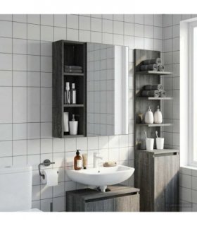 vidaXL Bathroom Wall Cabinet with Shelf Grey Sonoma 20 x 14 x 70 cm