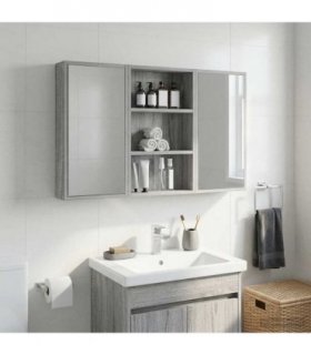 vidaXL Bathroom Wall Cabinet with Shelf Grey Sonoma 40 x 10 x 60.5 cm