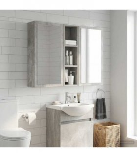 vidaXL Bathroom Wall Cabinet with Shelf Concrete Grey 20 x 14 x 70 cm