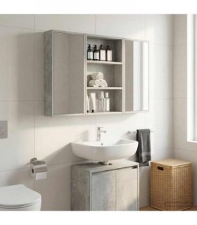 vidaXL Bathroom Wall Cabinet Concrete Grey 40 x 10 x 60.5 cm