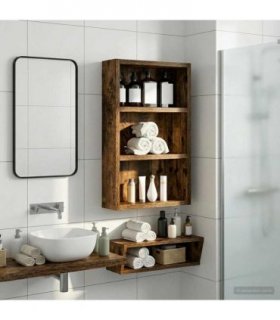vidaXL Bathroom Wall Cabinet with Shelf Smoked Oak 30 x 10 x 50 cm