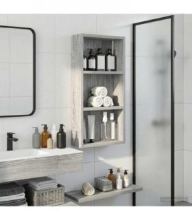 vidaXL Bathroom Wall Cabinet with Shelf Grey Sonoma 30 x 10 x 60.5 cm