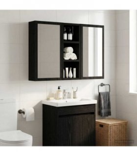 vidaXL Bathroom Wall Cabinet Black Oak 20 x 10 x 50 cm Engineered wood