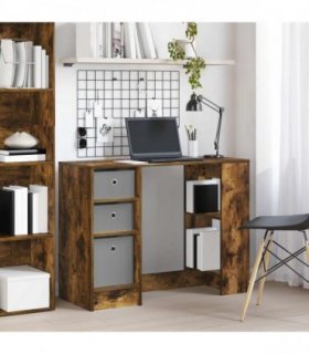 vidaXL Desk with Drawer Smoked Oak 100 x 40 x 75 cm Engineered Wood