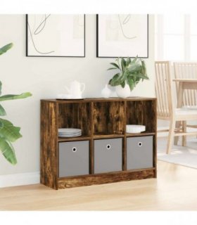 vidaXL Sideboard with Drawer Smoked Oak 88.5 x 27.5 x 63.5 cm — Size: 88.5 x 27 x 63.5 cm