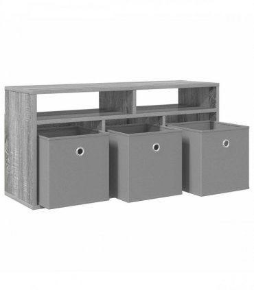 vidaXL Lowboard with Drawer Grey Sonoma 87 x 27.5 x 43 cm — Size: 87 x 27.5 x 43.5 cm
