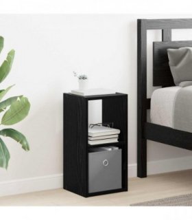 vidaXL Bedside Table Black Oak 25.5 x 22 x 49.5 cm Engineered Wood