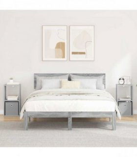 vidaXL Bedside Table with Drawer 2 pcs Grey Sonoma 30.5 x 27 x 59.5 cm