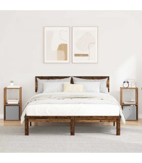 vidaXL Bedside Table with Drawer 2 pcs Old Wood 30.5 x 27 x 59.5 cm