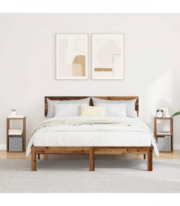 vidaXL Bedside Table with Drawer 2 pcs Old Wood 25.5 x 22 x 49.5 cm