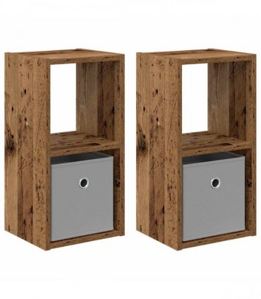 vidaXL Bedside Table with Drawer 2 pcs Old Wood 25.5 x 22 x 49.5 cm