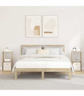 vidaXL Bedside Table with Drawer 2 pcs Sonoma Oak 30.5 x 27 x 59.5 cm