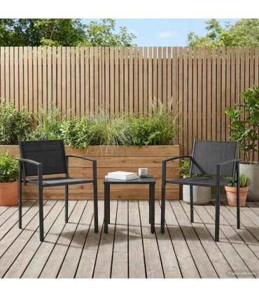 vidaXL Garden Chairs 2 pcs Black and Anthracite 53.5 x 59 x 77 cm — Model: Metal armrests