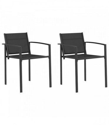 vidaXL Garden Chairs 2 pcs Black and Anthracite 53.5 x 59 x 77 cm — Model: Metal armrests
