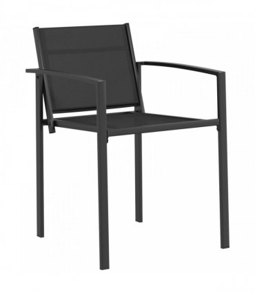 vidaXL Garden Chairs 2 pcs Black and Anthracite 53.5 x 59 x 77 cm — Model: Metal armrests