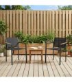 vidaXL Garden Chairs 2 pcs Black and Anthracite 53.5 x 59 x 77 cm — Model: Wood-looking armrests