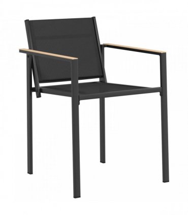 vidaXL Garden Chairs 2 pcs Black and Anthracite 53.5 x 59 x 77 cm — Model: Wood-looking armrests