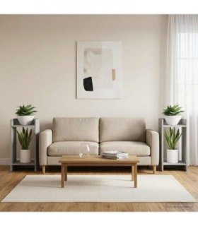 vidaXL Plant Stand 2 pcs Concrete Grey 30 x 30 x 60 cm Engineered Wood