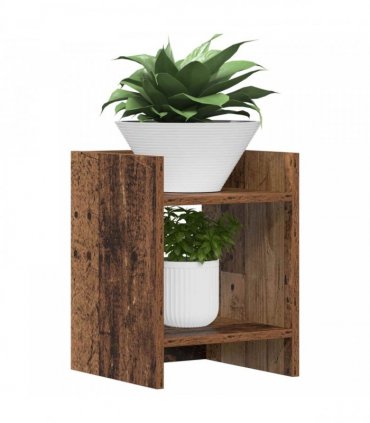 vidaXL Plant Stand with Shelf Old Wood 30 x 30 x 40 cm Engineered Wood