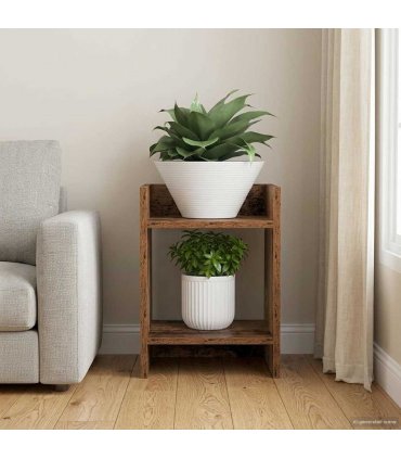 vidaXL Plant Stand with Shelf Old Wood 30 x 30 x 40 cm Engineered Wood