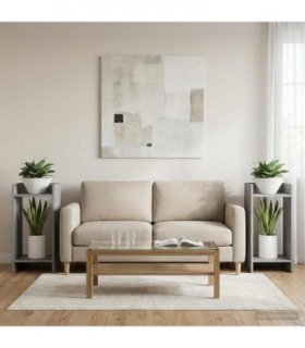 vidaXL Plant Stand 2 pcs Grey Sonoma 30 x 30 x 60 cm Engineered Wood