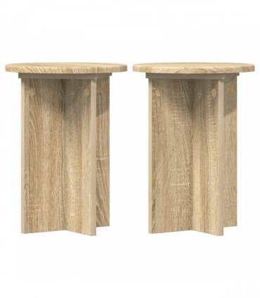 vidaXL Plant Stand 2 pcs Sonoma Oak Ø29.5 x 40 cm Engineered Wood — Size: 29.5 x 29.5 x 40 cm