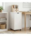 vidaXL Rolling Cabinet White 34 x 39 x 65.5 cm Solid Pine Wood — V0672131904