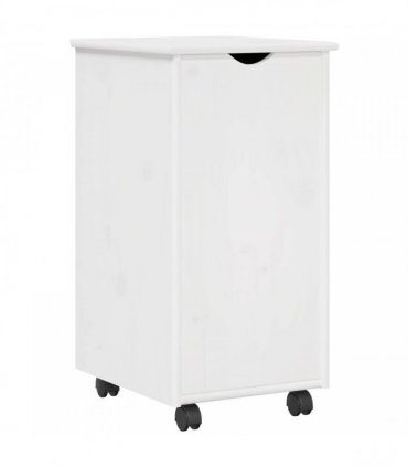 vidaXL Rolling Cabinet White 34 x 39 x 65.5 cm Solid Pine Wood — V0672131904