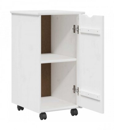 vidaXL Rolling Cabinet White 34 x 39 x 65.5 cm Solid Pine Wood — V0672131904