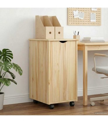 vidaXL Rolling Cabinet Brown 34 x 39 x 65.5 cm Solid Pine Wood — V0672131905