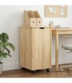 vidaXL Rolling Cabinet Brown 34 x 39 x 65.5 cm Solid Pine Wood — V0672131905
