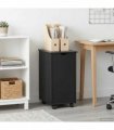 vidaXL Rolling Cabinet Black 34 x 39 x 65.5 cm Solid Pine Wood — V0672131906