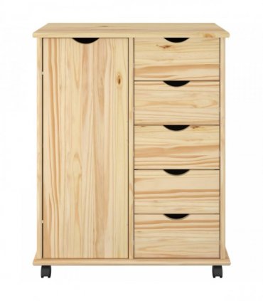 vidaXL Rolling Cabinet Brown 63.5 x 39 x 79 cm Solid Pine Wood