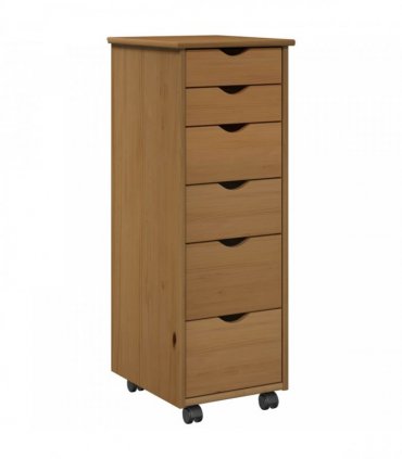 vidaXL Rolling Cabinet Honey Brown 34 x 39 x 93.5 cm Solid Pine Wood
