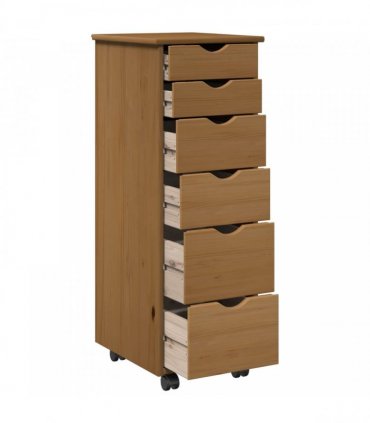 vidaXL Rolling Cabinet Honey Brown 34 x 39 x 93.5 cm Solid Pine Wood
