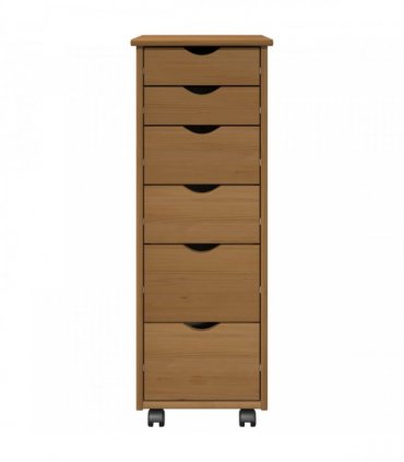 vidaXL Rolling Cabinet Honey Brown 34 x 39 x 93.5 cm Solid Pine Wood
