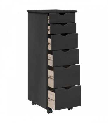 vidaXL Rolling Cabinet Grey 34 x 39 x 93.5 cm Solid Pine Wood