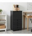 vidaXL Rolling Cabinet Grey 53 x 39 x 103 cm Solid Pine Wood