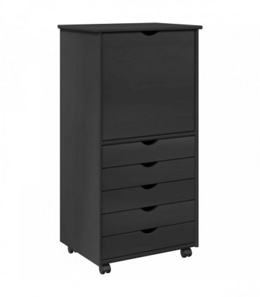 vidaXL Rolling Cabinet Grey 53 x 39 x 103 cm Solid Pine Wood