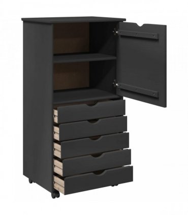 vidaXL Rolling Cabinet Grey 53 x 39 x 103 cm Solid Pine Wood